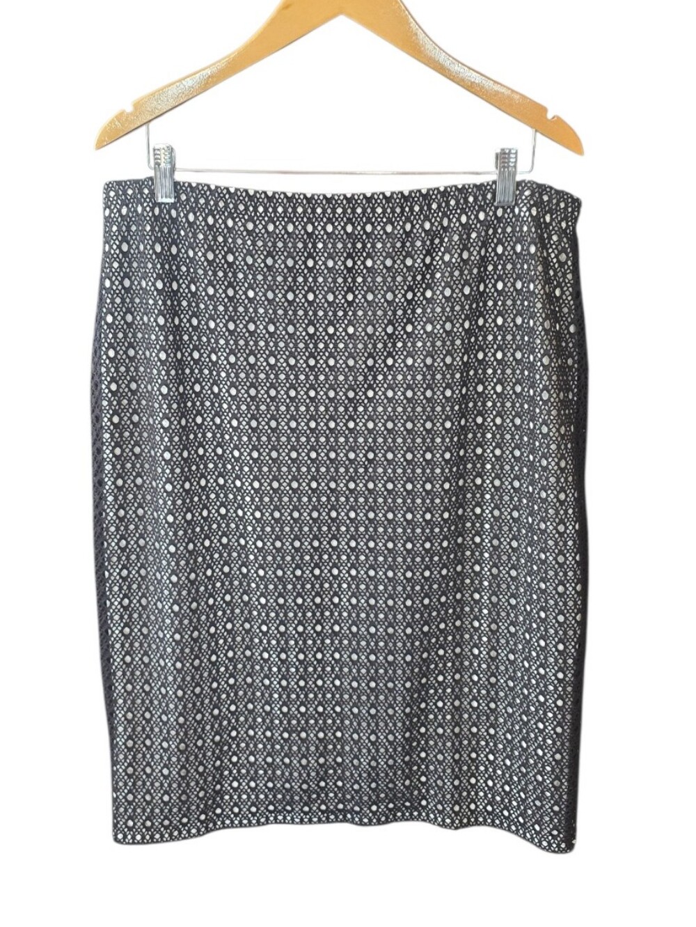 Vince Camuto Boho Spirit Black Geometric Lace Pull On Skirt